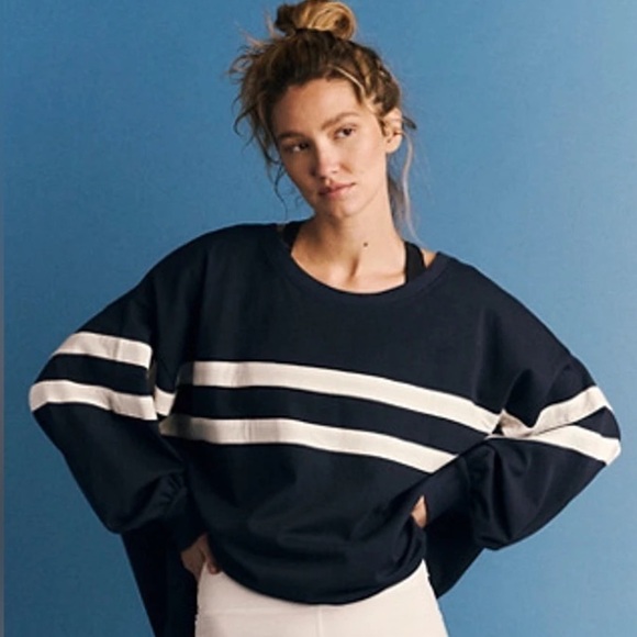 Fp Movement by Free People Post Up Layer Sweater navy combo Top Size Medium - Picture 3 of 11